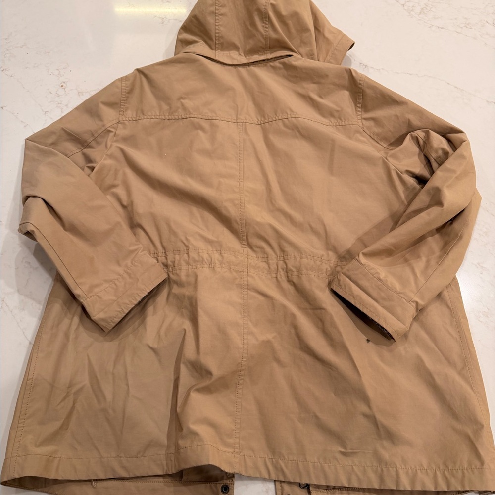 Lands' End Tan Hooded Jacket with Floral Trim - Picture 3 of 6